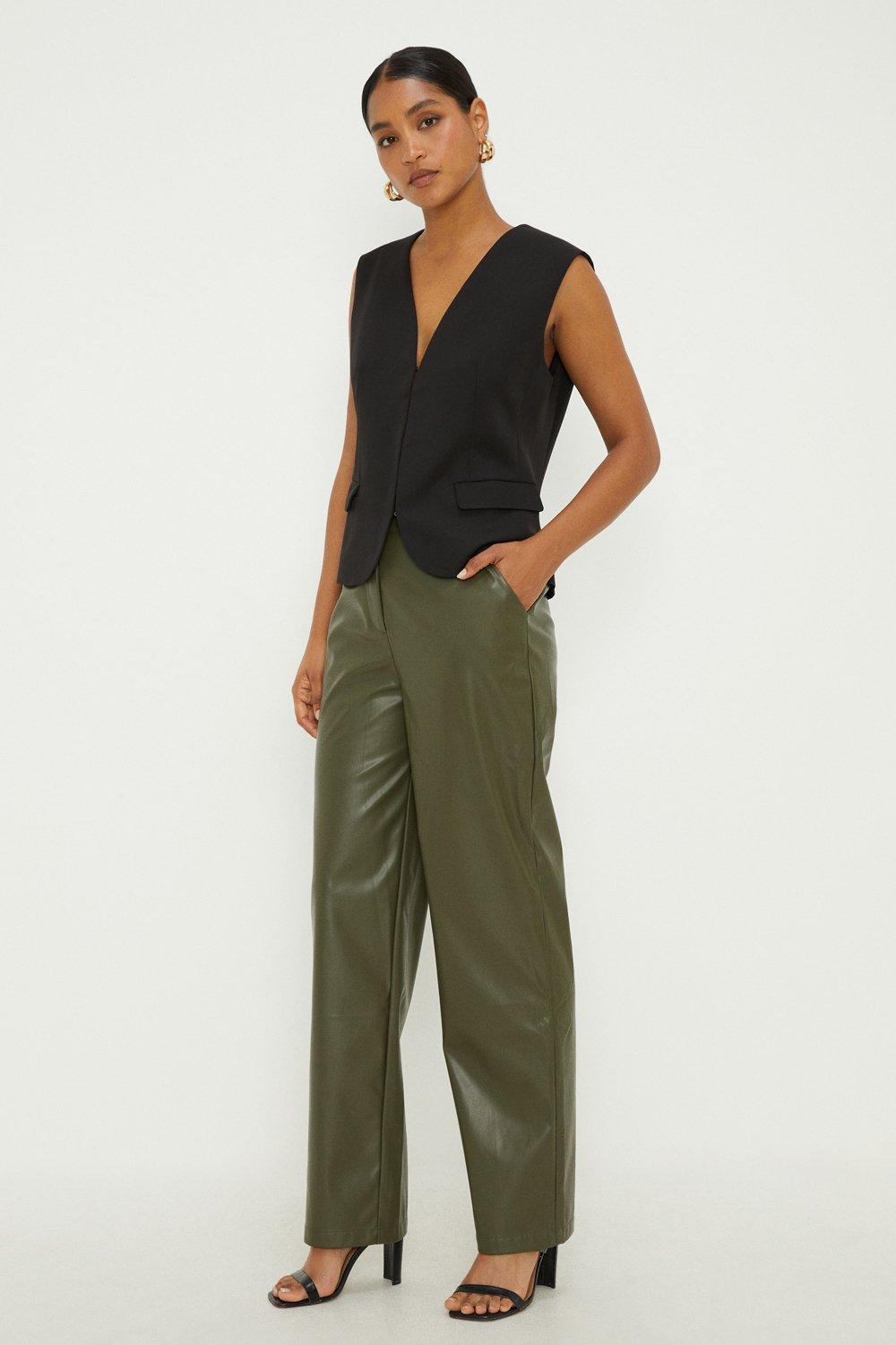 Trousers Faux Leather Straight Leg Trouser Dorothy Perkins